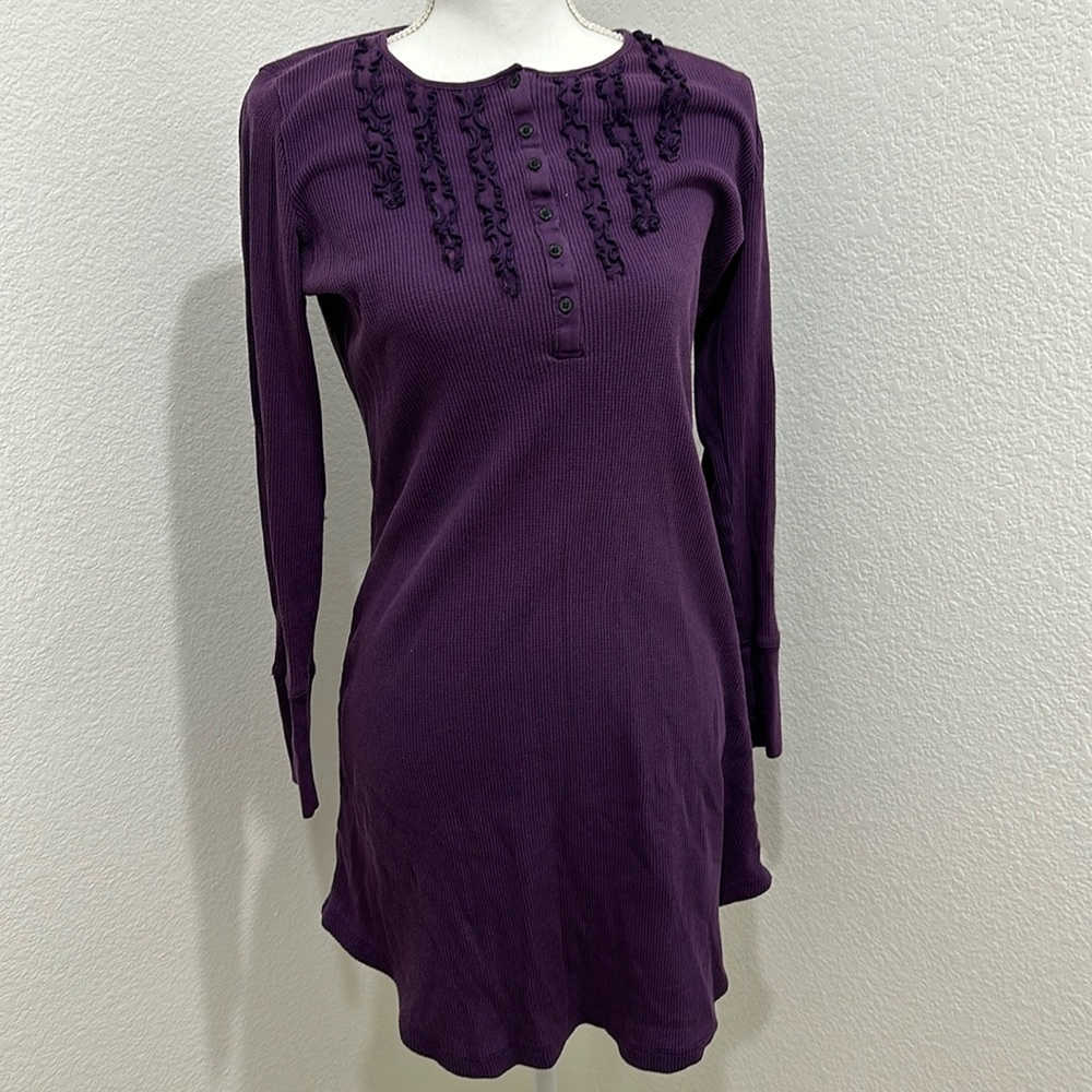 Lauren by Ralph Lauren longsleeve waffle dress purple Medium